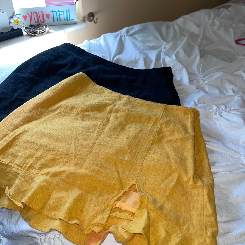 SHEIN mini skirts, black and yellow